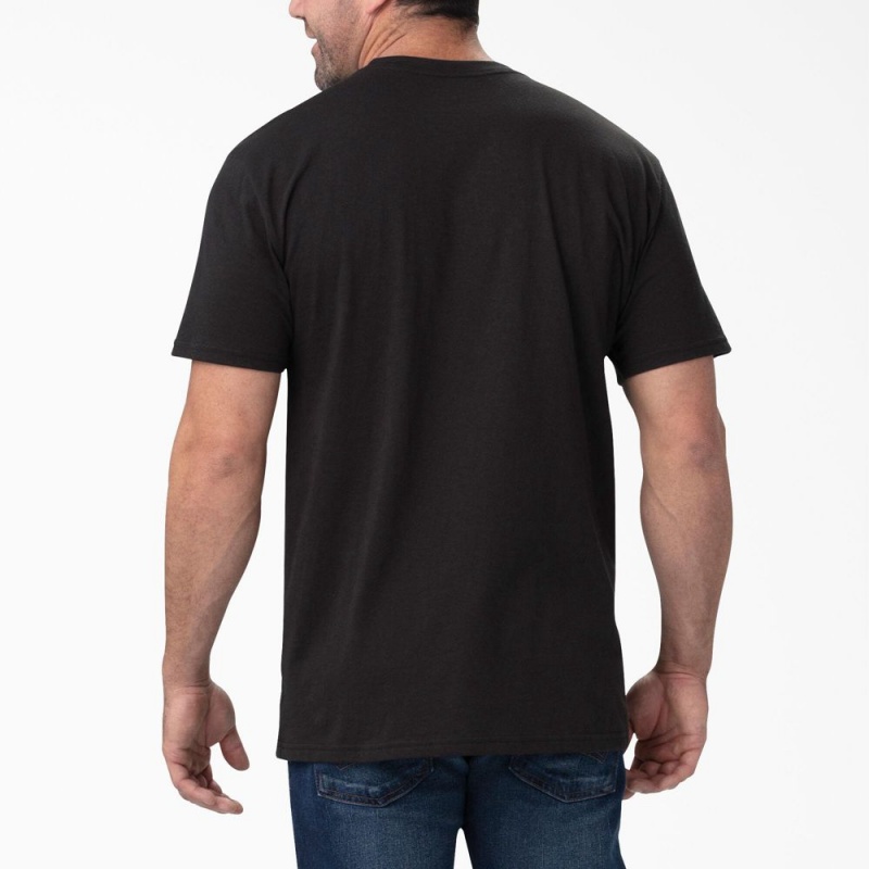 Black Men's Dickies Short Sleeve Relaxed Fit Graphic T-Shirt | JDN879341