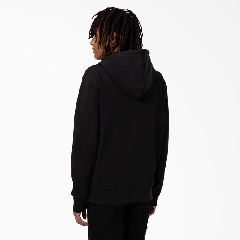 Black Men's Dickies Skateboarding Chest Logo Hoodie | JPT549810