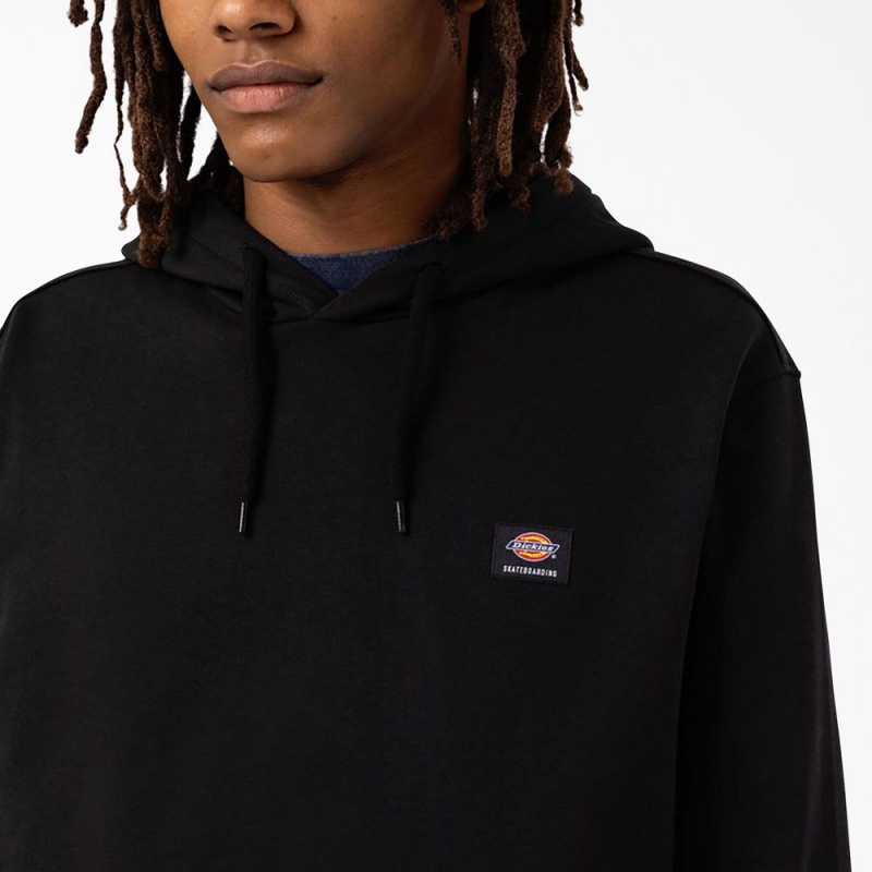 Black Men's Dickies Skateboarding Chest Logo Hoodie | JPT549810