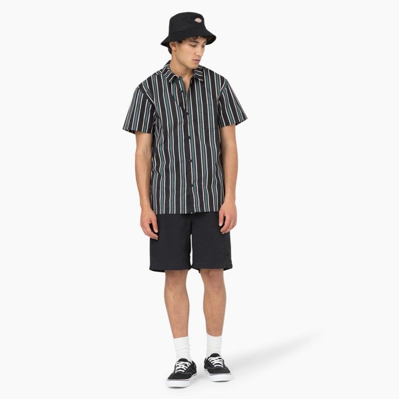 Black Men's Dickies Skateboarding Cooling Relaxed Fit Shirt | QWZ270869