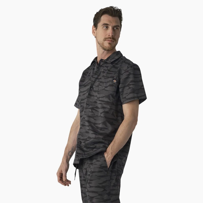 Black Men's Dickies Skateboarding Cooling Relaxed Fit Shirt | LRD419538