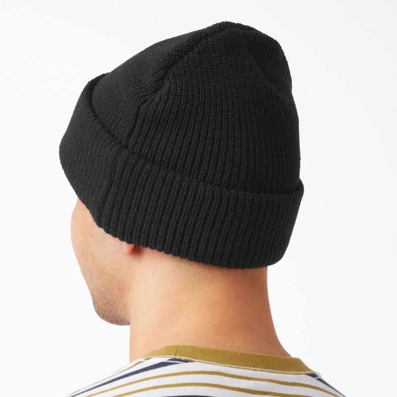 Black Men's Dickies Skateboarding Cuffed Beanie | CRD708163