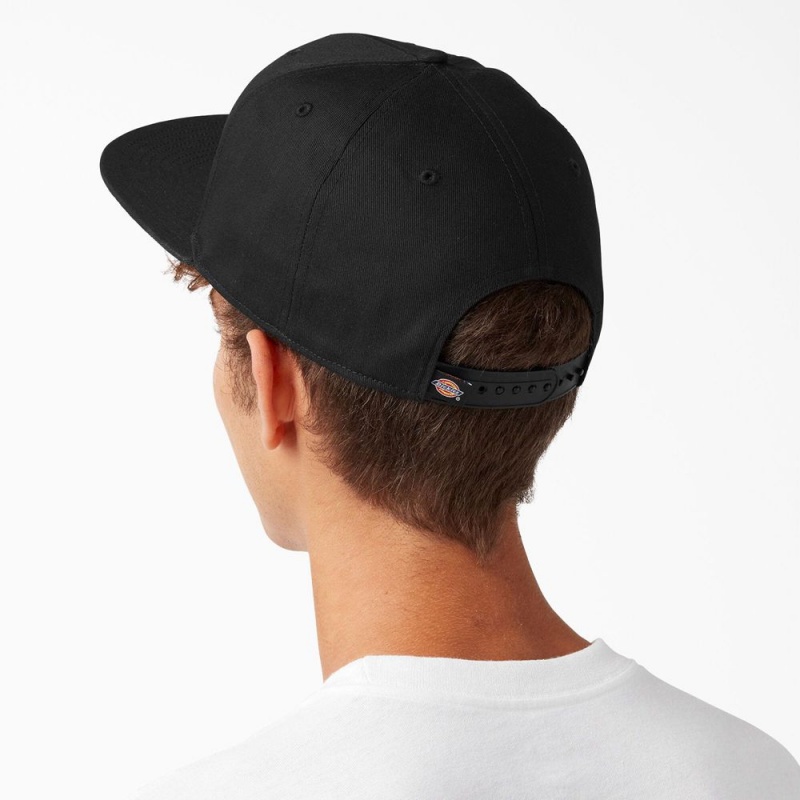 Black Men's Dickies Skateboarding Flat Bill Cap | VFK743058