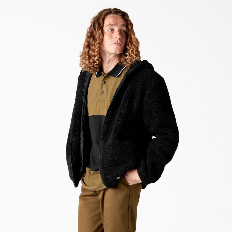 Black Men's Dickies Skateboarding Fleece Jacket | CYF310246