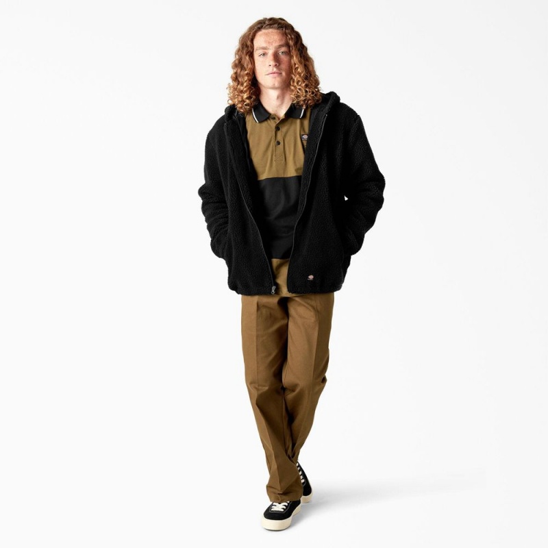 Black Men's Dickies Skateboarding Fleece Jacket | CYF310246