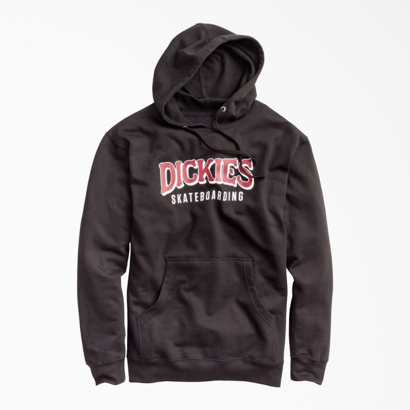 Black Men\'s Dickies Skateboarding Fleece Hoodie | DAB690417