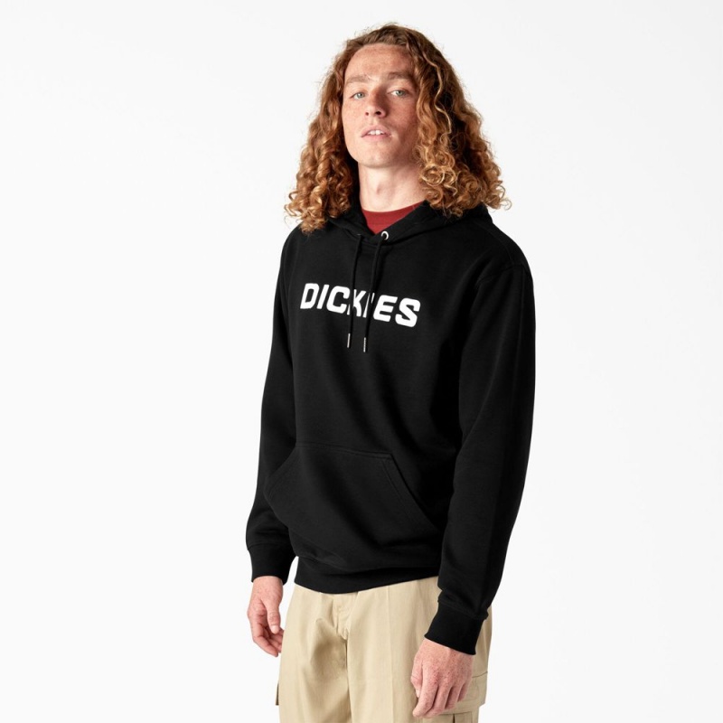 Black Men's Dickies Skateboarding Graphic Hoodie | PUZ014873