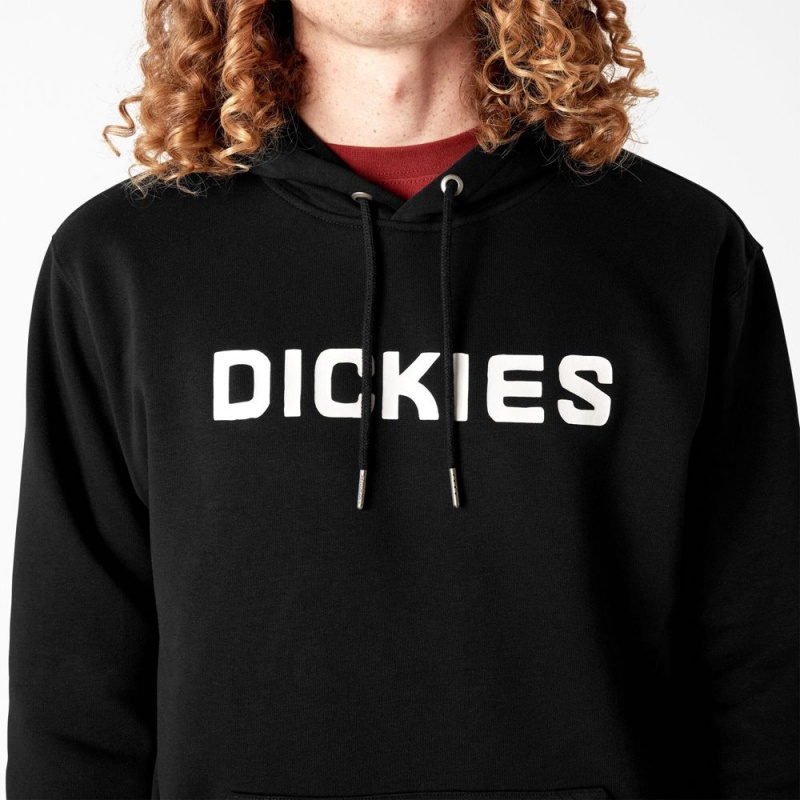 Black Men's Dickies Skateboarding Graphic Hoodie | PUZ014873