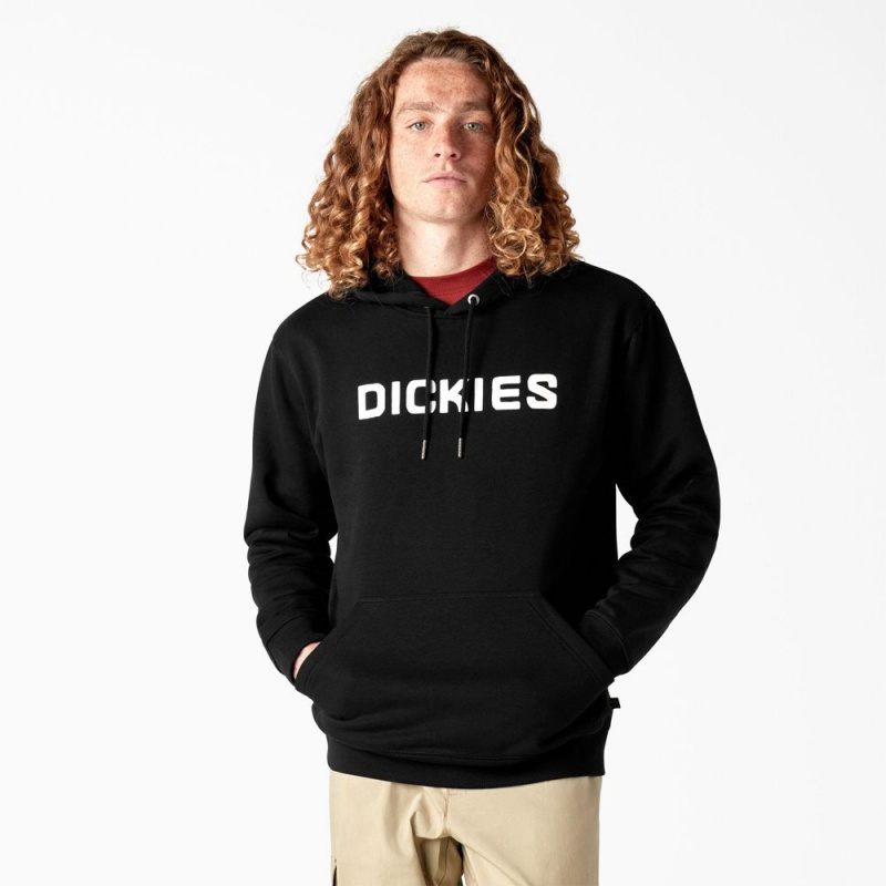 Black Men\'s Dickies Skateboarding Graphic Hoodie | PUZ014873