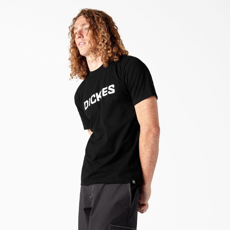 Black Men's Dickies Skateboarding Logo T-Shirt | AUI298630