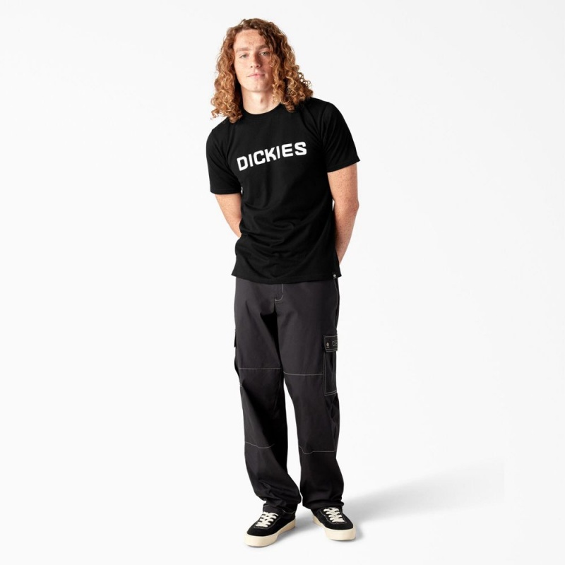 Black Men's Dickies Skateboarding Logo T-Shirt | AUI298630