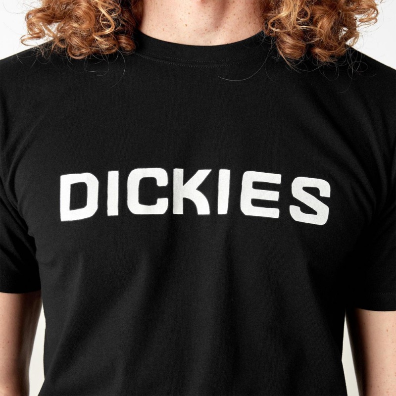 Black Men's Dickies Skateboarding Logo T-Shirt | AUI298630