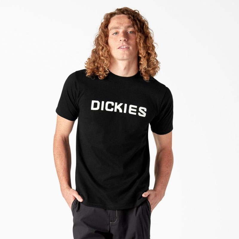 Black Men\'s Dickies Skateboarding Logo T-Shirt | AUI298630