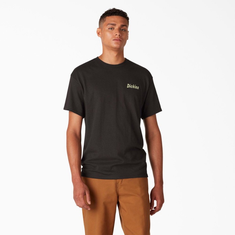 Black Men's Dickies Skateboarding Split Graphic T-Shirt | SWZ249076