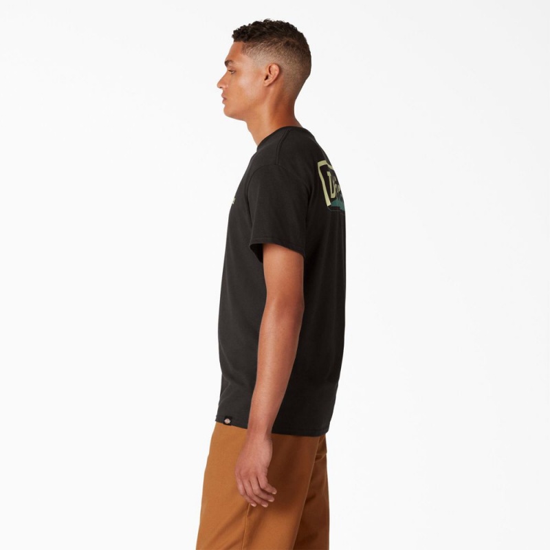 Black Men's Dickies Skateboarding Split Graphic T-Shirt | SWZ249076