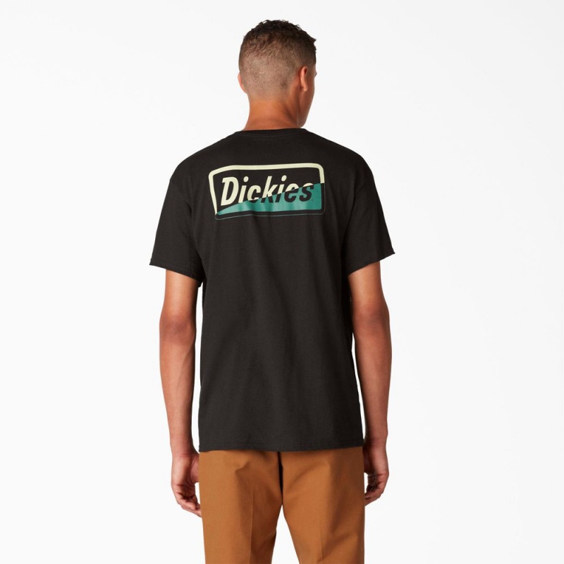 Black Men\'s Dickies Skateboarding Split Graphic T-Shirt | SWZ249076