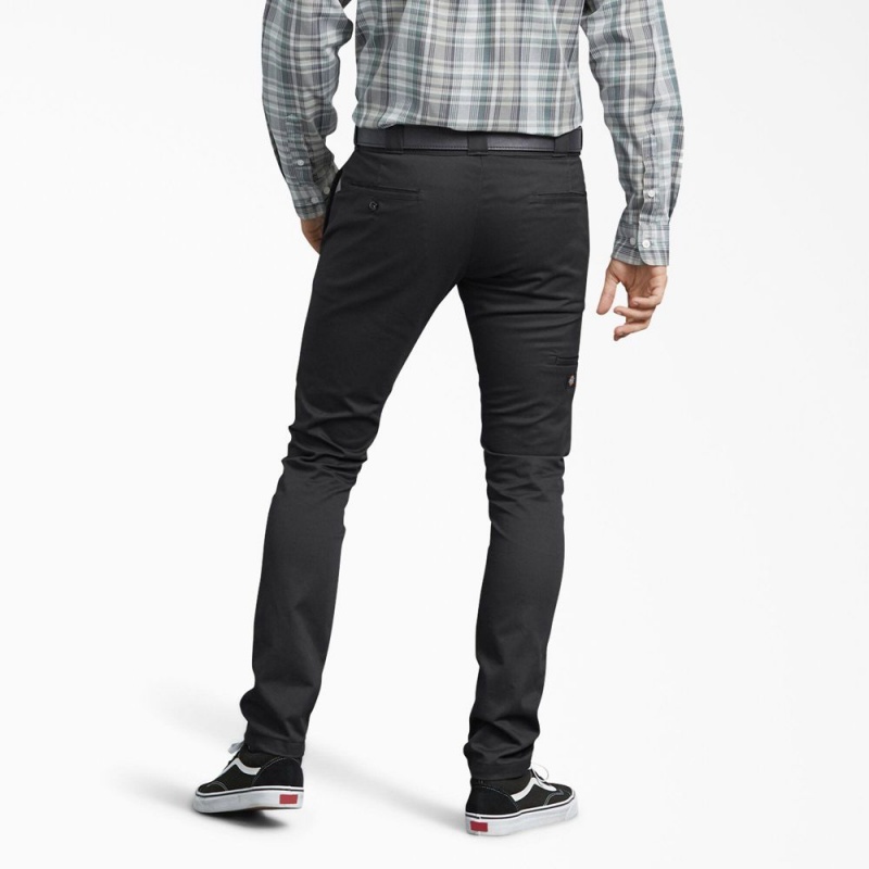 Black Men's Dickies Skinny Fit Work Pants | KUE348271