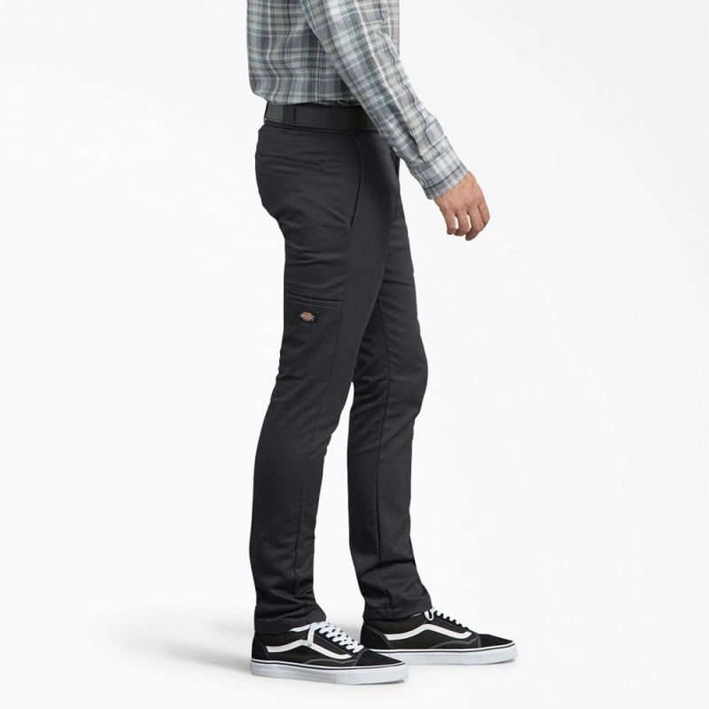 Black Men's Dickies Skinny Fit Work Pants | KUE348271