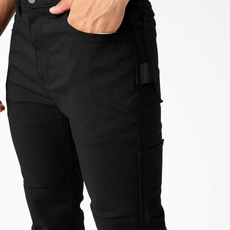 Black Men's Dickies Slim Fit Duck Canvas Double Knee Pants | POK694023