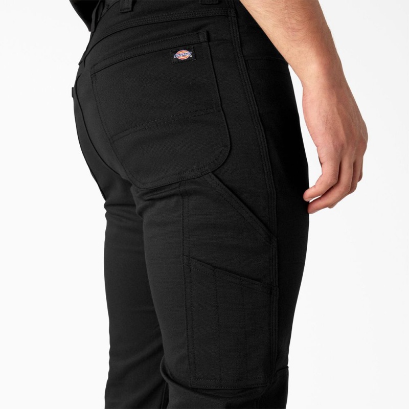 Black Men's Dickies Slim Fit Duck Canvas Double Knee Pants | POK694023