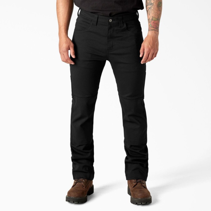 Black Men\'s Dickies Slim Fit Duck Canvas Double Knee Pants | POK694023