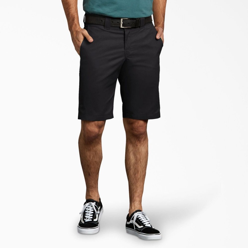 Black Men\'s Dickies Slim Fit Work Shorts | XNA649127