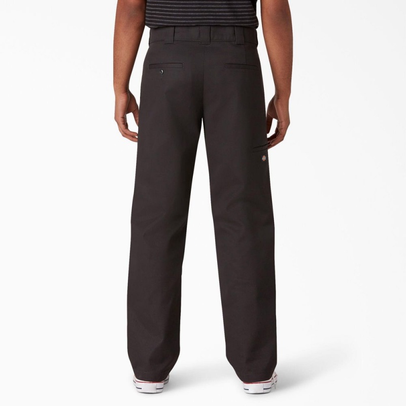 Black Men's Dickies Slim Straight Fit Double Knee Pants | HRW739218