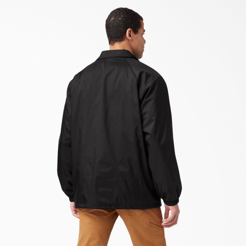 Black Men's Dickies Snap Front Jacket | REP703948