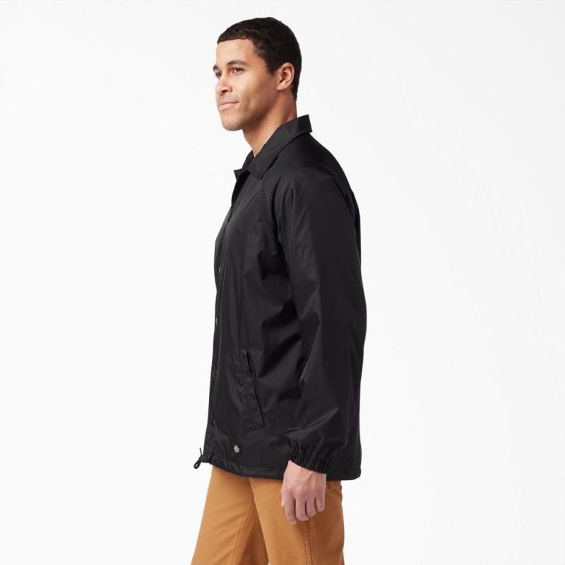 Black Men's Dickies Snap Front Jacket | REP703948