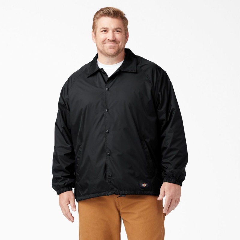 Black Men's Dickies Snap Front Jacket | REP703948