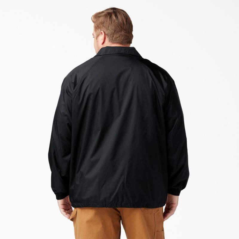 Black Men's Dickies Snap Front Jacket | REP703948