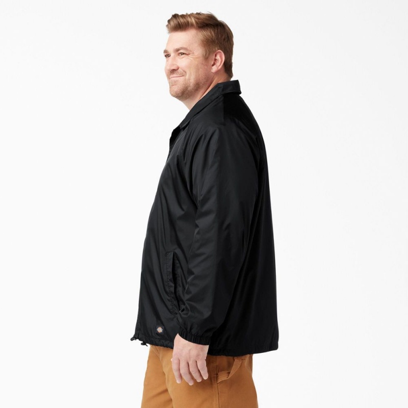 Black Men's Dickies Snap Front Jacket | REP703948