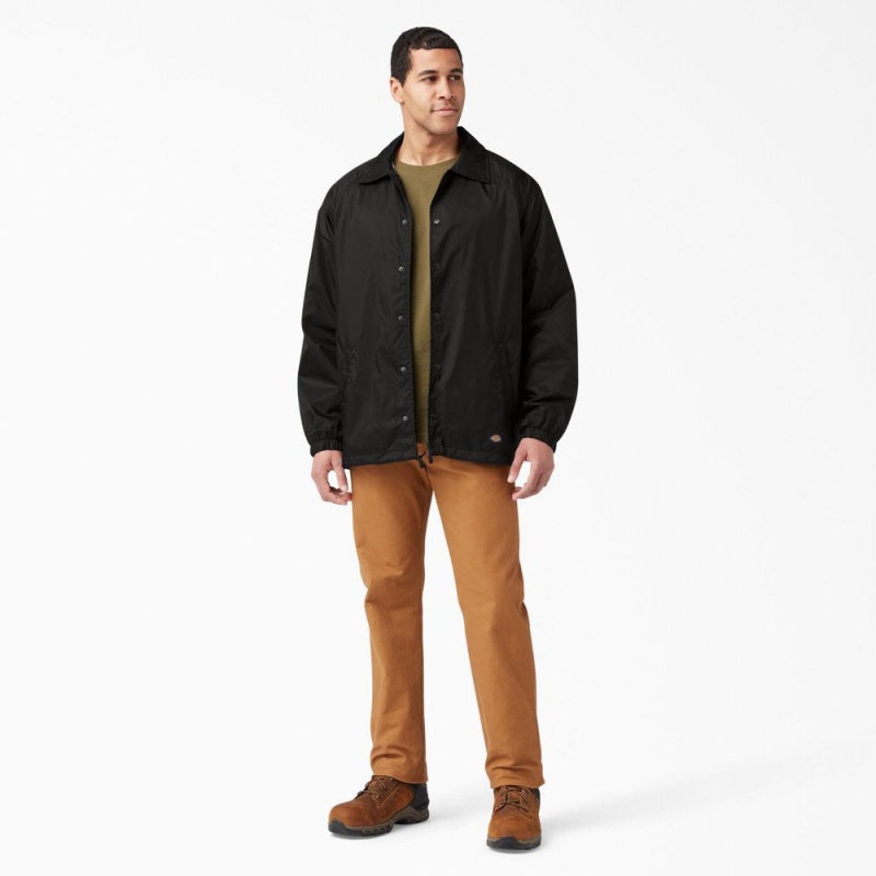 Black Men's Dickies Snap Front Jacket | REP703948