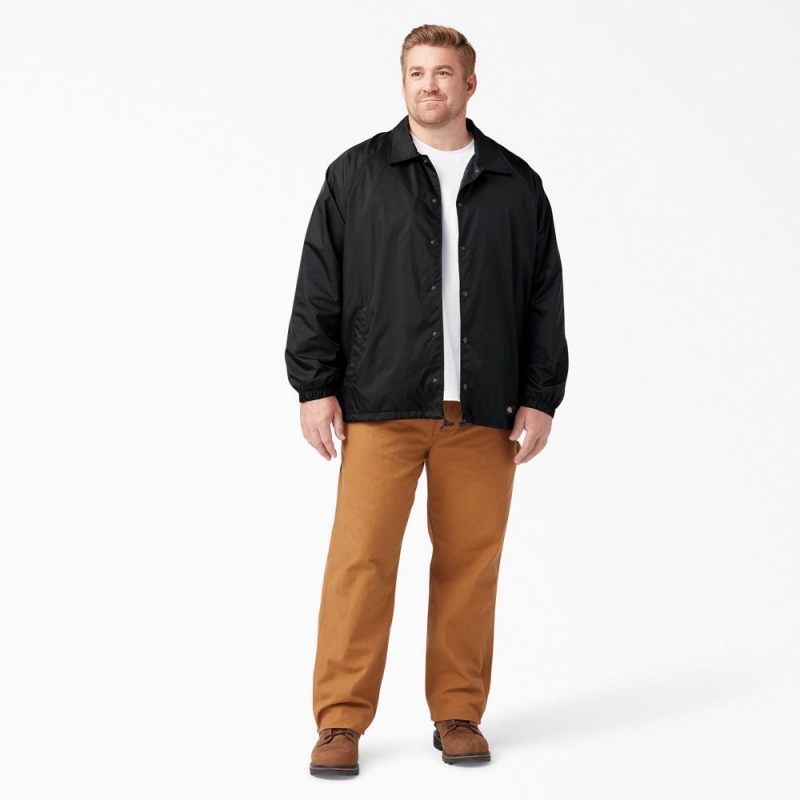 Black Men's Dickies Snap Front Jacket | REP703948