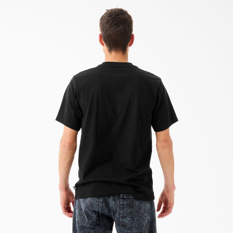 Black Men's Dickies Tom Knox Embroidery T-Shirt | EKI702359