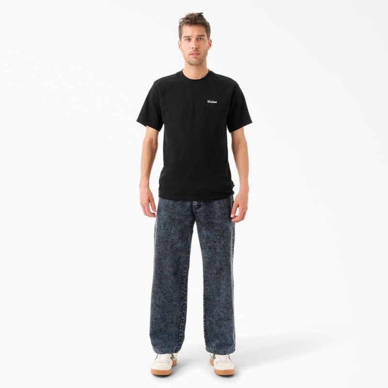 Black Men's Dickies Tom Knox Embroidery T-Shirt | EKI702359