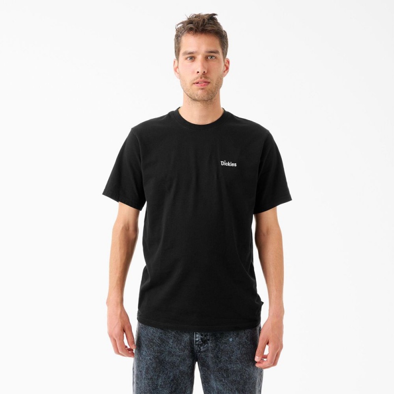 Black Men\'s Dickies Tom Knox Embroidery T-Shirt | EKI702359