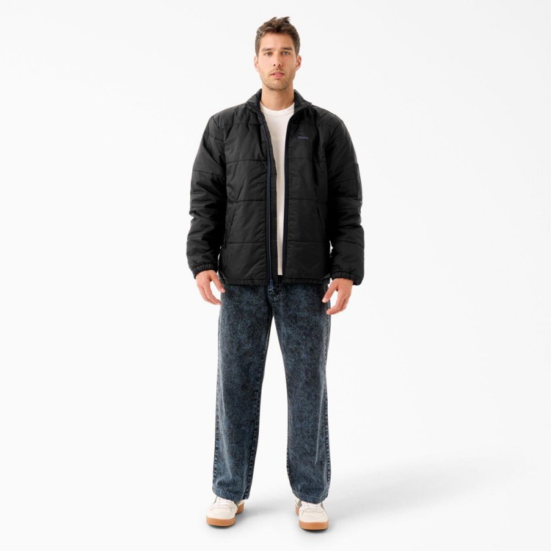 Black Men's Dickies Tom Knox Puffer Jacket | NID482795