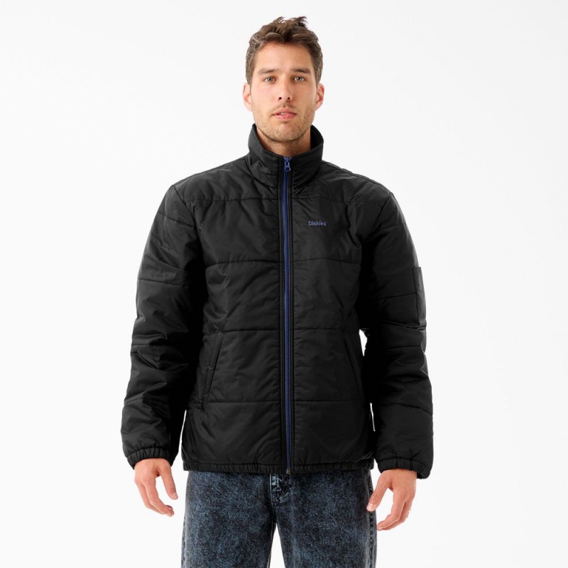 Black Men\'s Dickies Tom Knox Puffer Jacket | NID482795