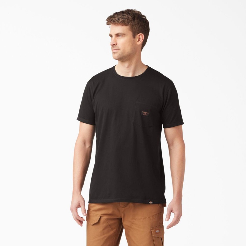 Black Men's Dickies Traeger x Pocket T-Shirt | HTI410826