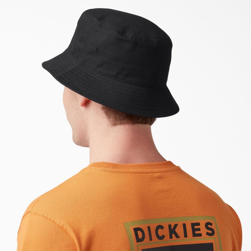 Black Men's Dickies Twill Bucket Hat | JMZ068342