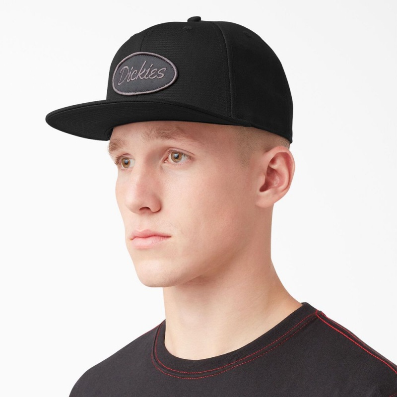 Black Men\'s Dickies Twill Flat Bill Cap | IJR976832