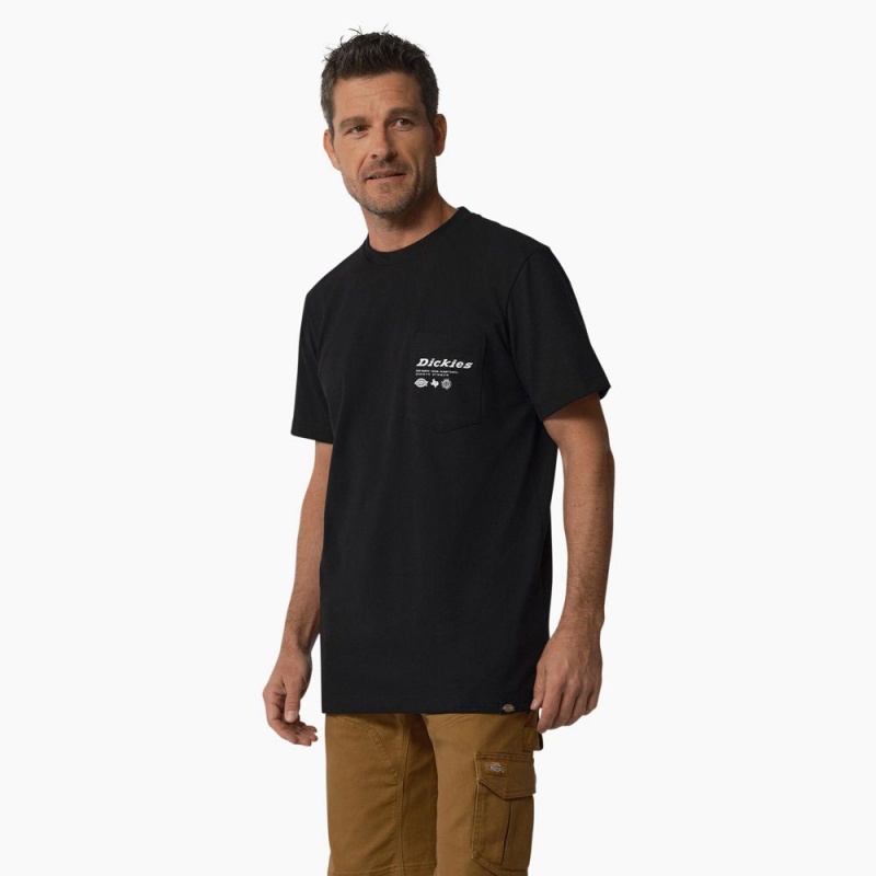 Black Men's Dickies United By Work Graphic Pocket T-Shirt | UDB267809