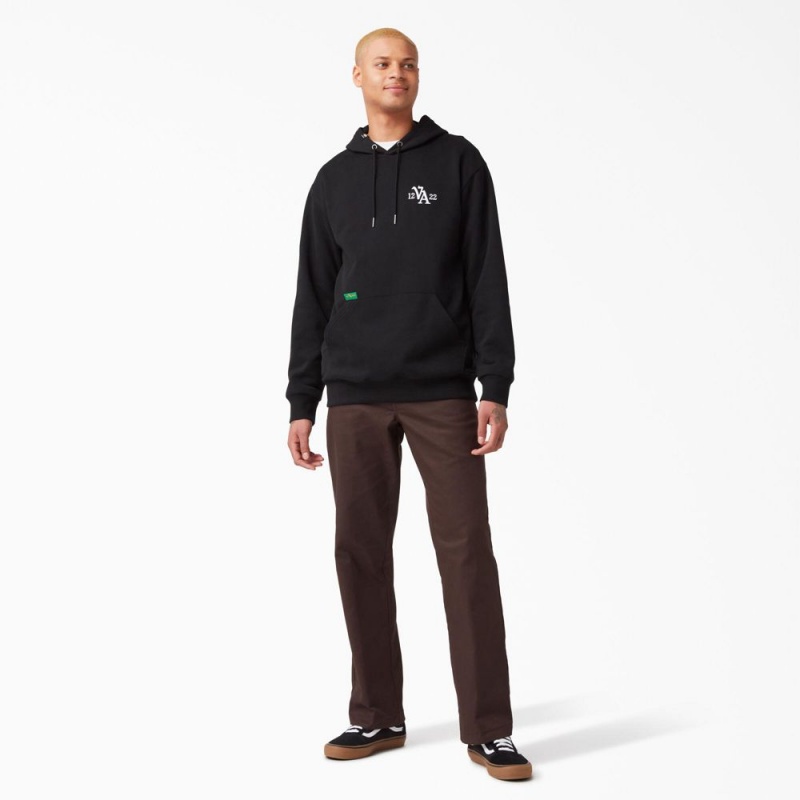 Black Men's Dickies Vincent Alvarez Embroidered Hoodie | BKY473120