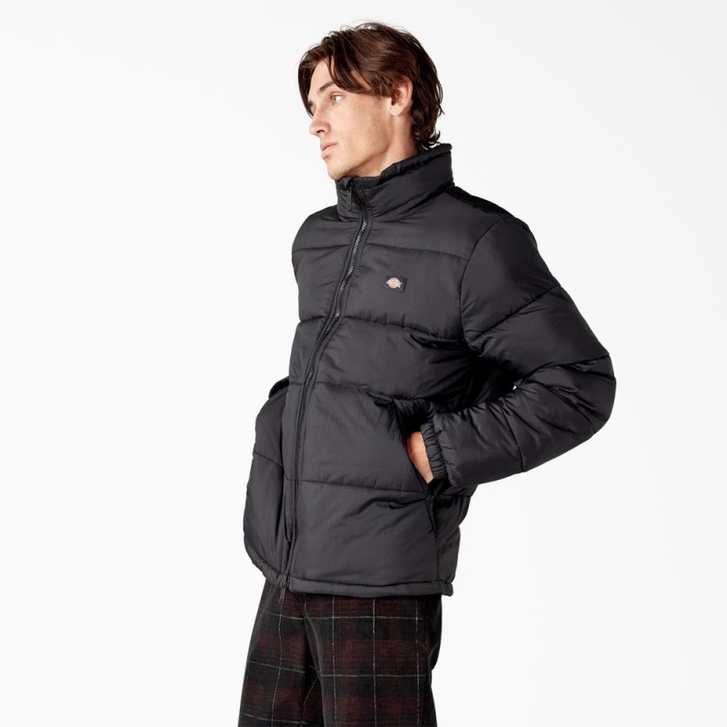 Black Men's Dickies Waldenburg Puffer Jacket | ATQ865473