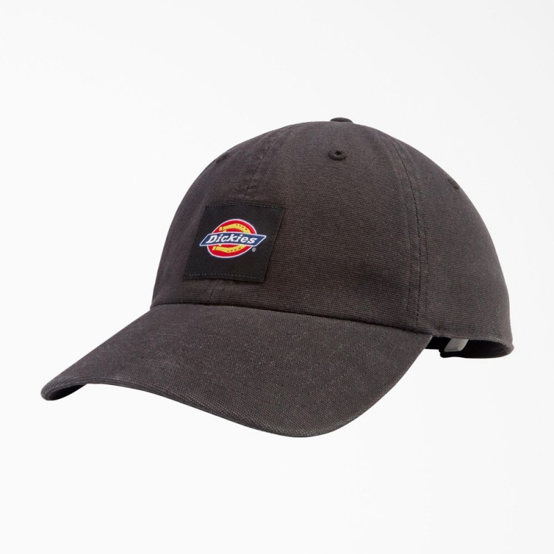 Black Men\'s Dickies Washed Canvas Cap | NMC162938