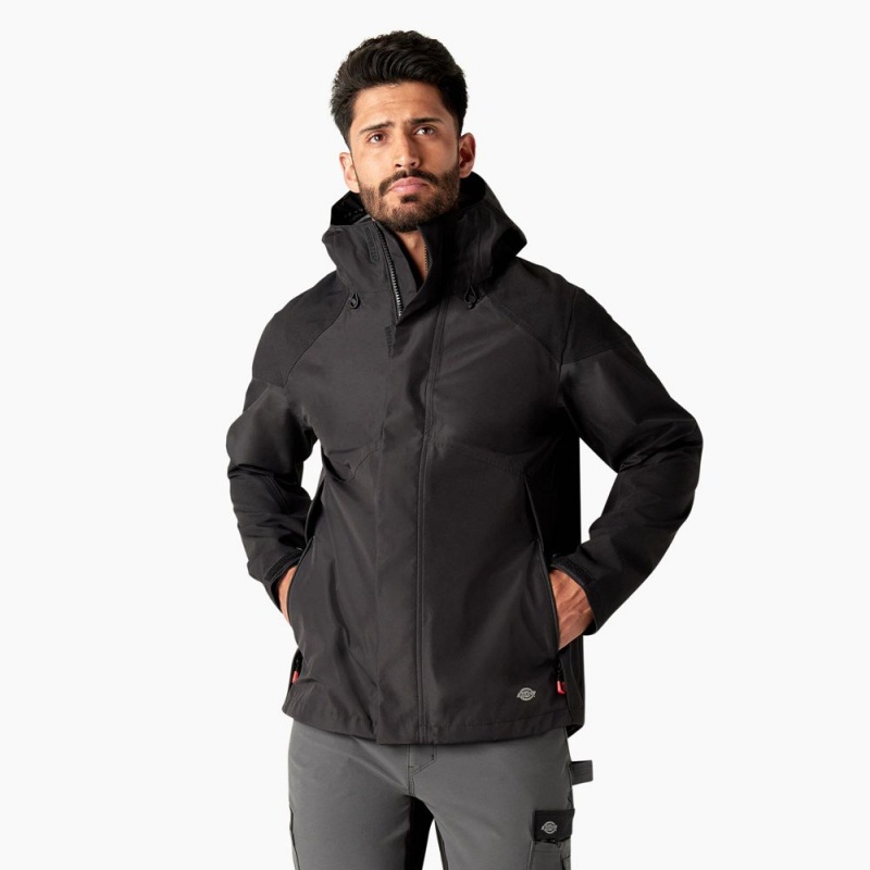 Black Men\'s Dickies Waterproof Shell Jacket | TGN209436