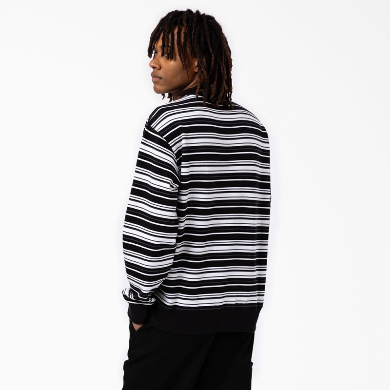 Black Men's Dickies Westover Striped Sweatshirt | DFQ938076