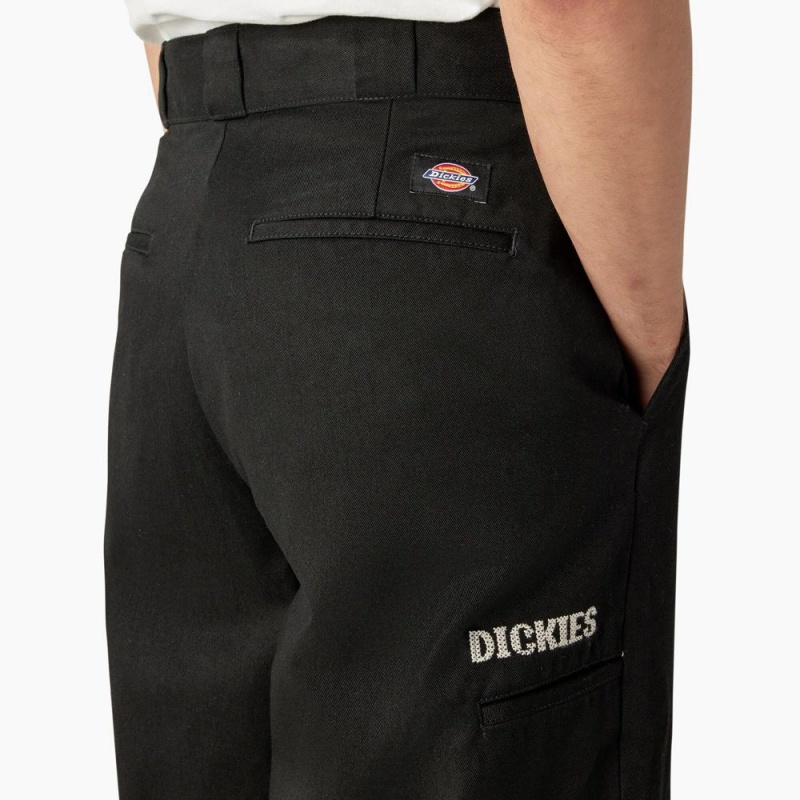 Black Men's Dickies Wichita Embroidered Double Knee Pants | PVE630591