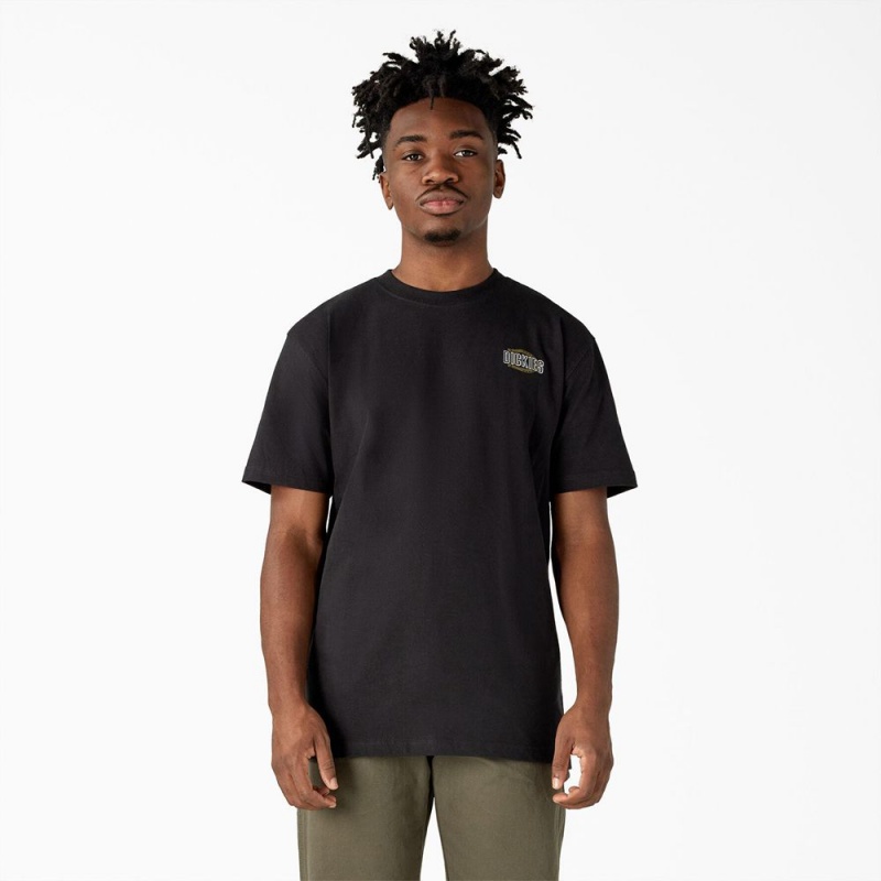 Black Men's Dickies Workwear Sign Heavyweight T-Shirt | MJR675130